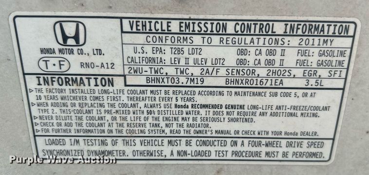 image for item DN0675 2011 Honda Pilot  SUV