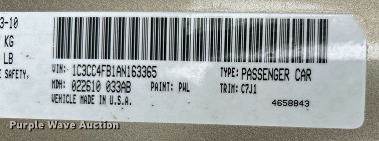 image for item DN0677 2010 Chrysler Sebring 