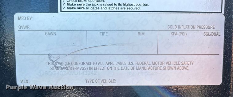 image for item DN0702 2021 Jennings' Trailer Mfg. Sure-Pull equipment trailer
