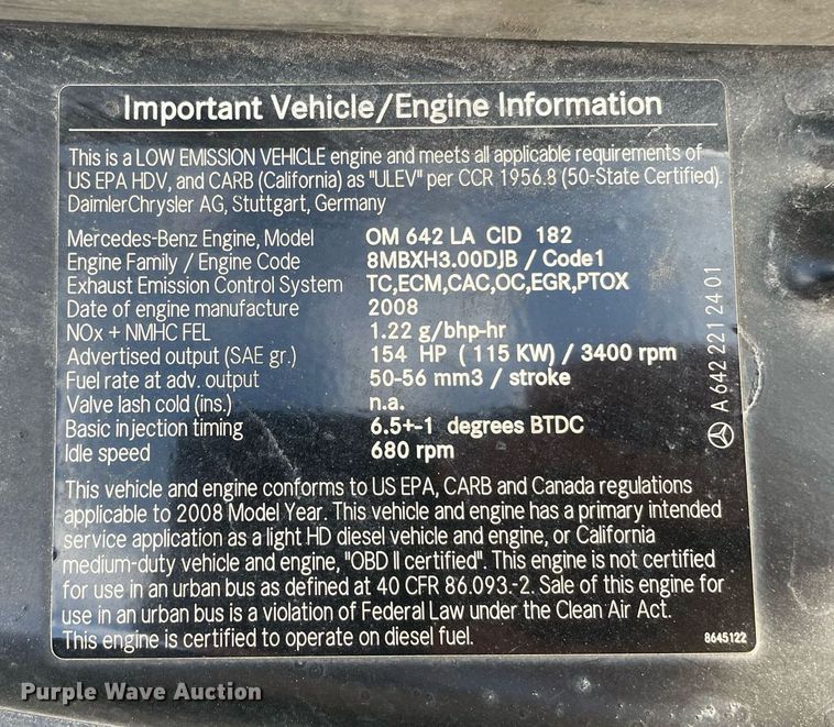 image for item DP0278 2008 Dodge Sprinter 2500 van