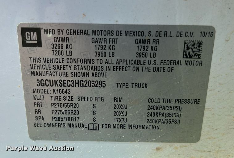 image for item DS2910 2017 Chevrolet Silverado 1500 Crew Cab pickup truck