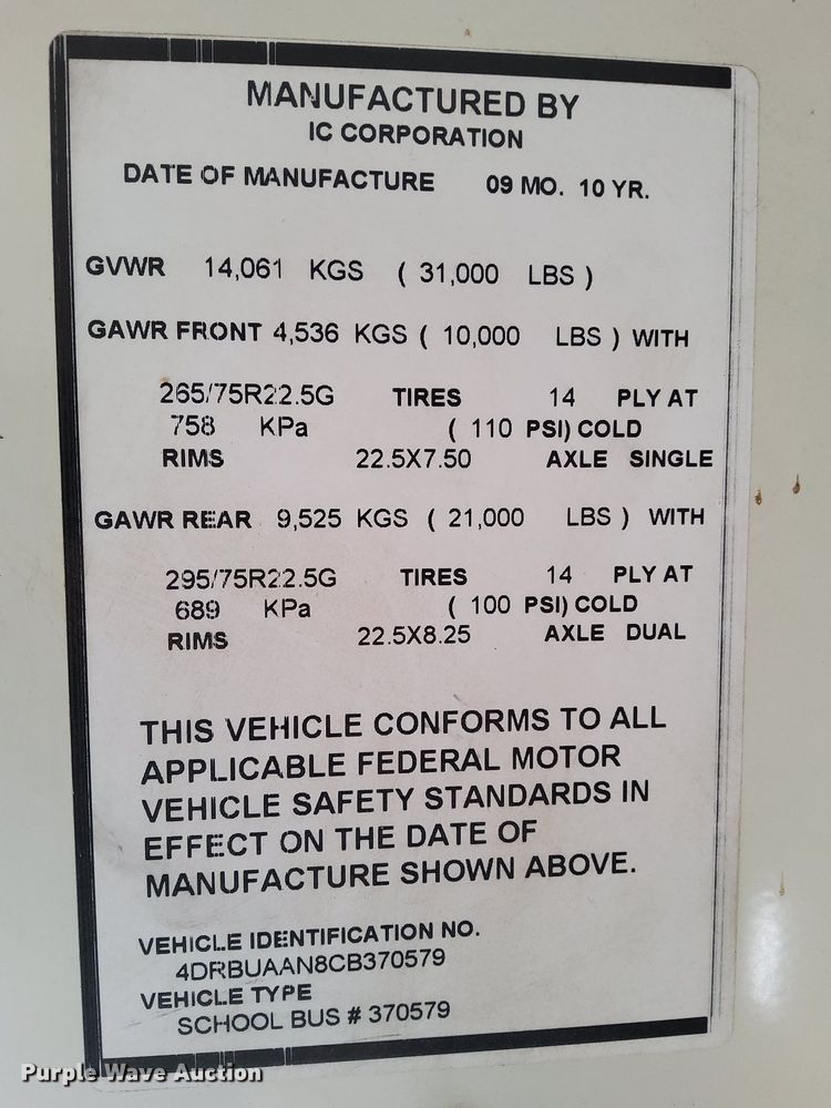 image for item DS2916 2012 International IC school bus