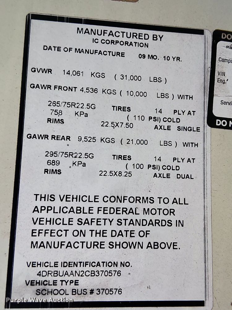 image for item DS2917 2012 International  CE school bus