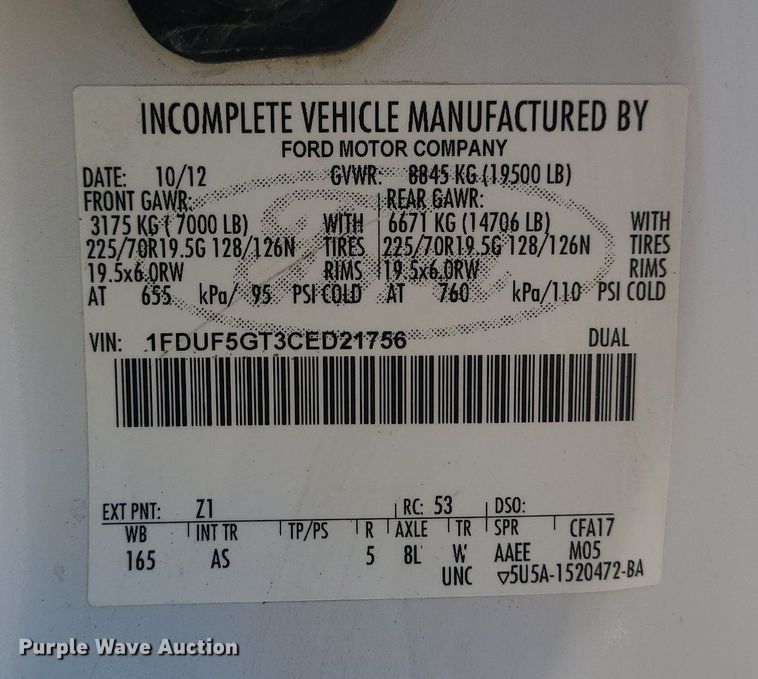image for item DS7314 2012 Ford F550 Super Duty utility / service truck
