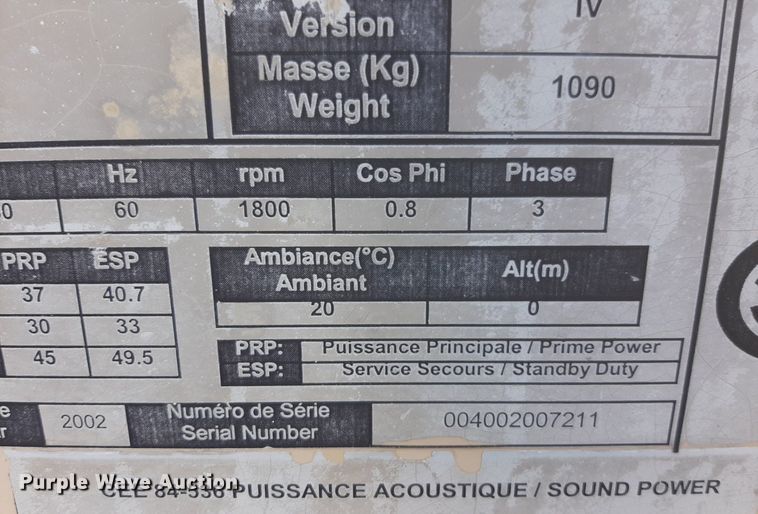 image for item DV9772 2002 Ingersoll-Rand G40 generator