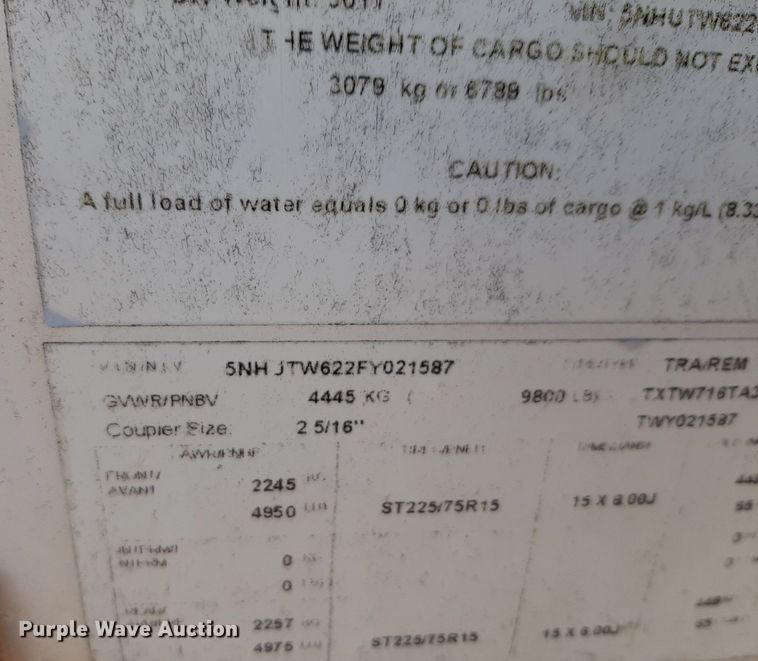 image for item DV9837 2015 Continental  enclosed cargo trailer