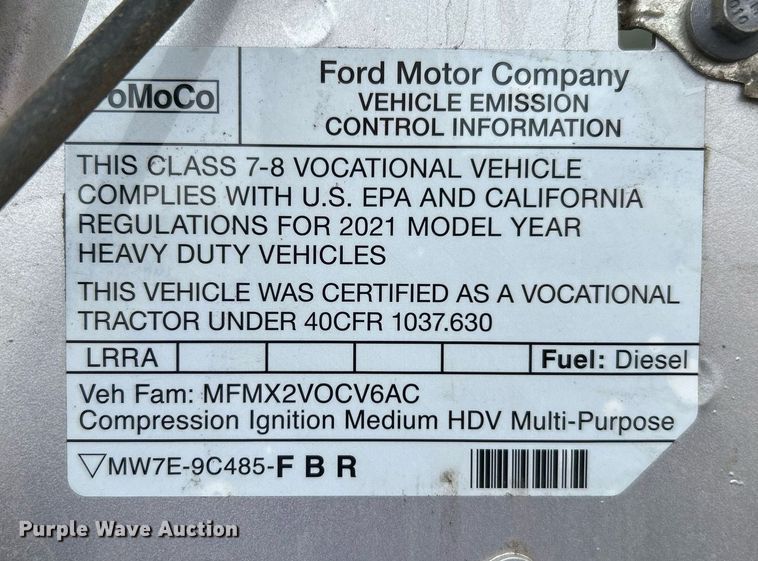 image for item EG1188 2022 Ford F650 Super Duty truck cab and chassis