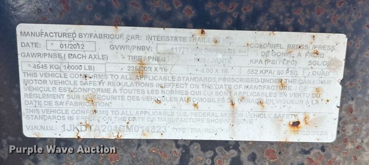 image for item EG1205 2012 Interstate Trailers equipment trailer