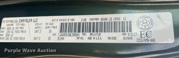 image for item EI0624 2008 Jeep Wrangler Sahara SUV