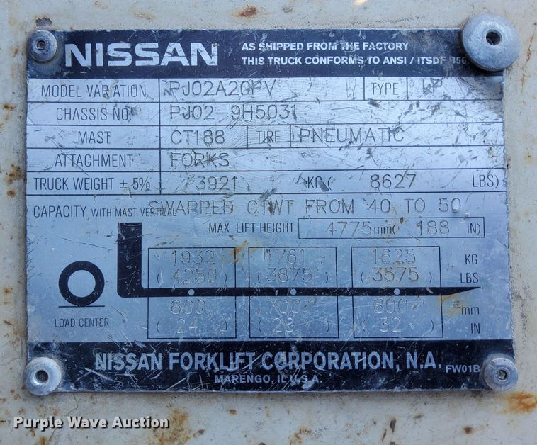 image for item EI3533 Nissan Optimum 50 forklift