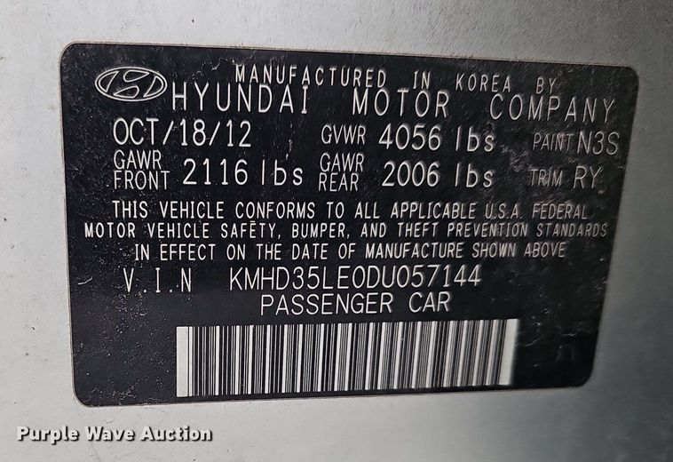 image for item EJ5871 2013 Hyundai  Elantra GT 