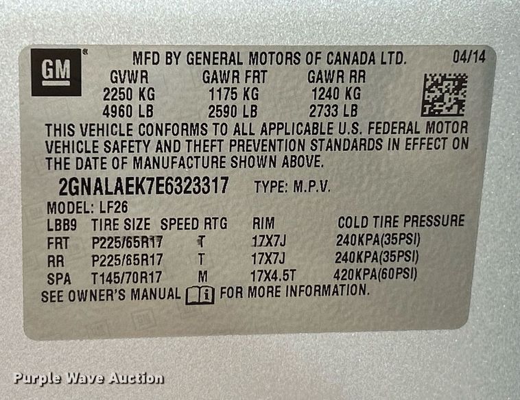 image for item EK4018 2014 Chevrolet Equinox  SUV