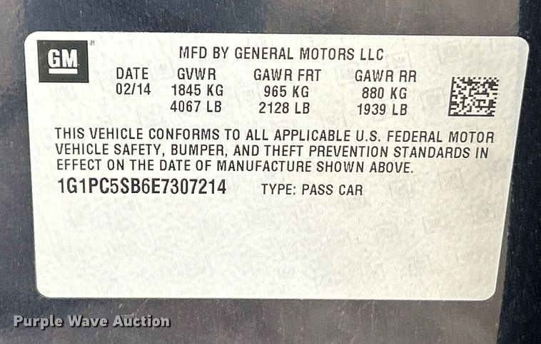 image for item EK4020 2014 Chevrolet Cruze LT 