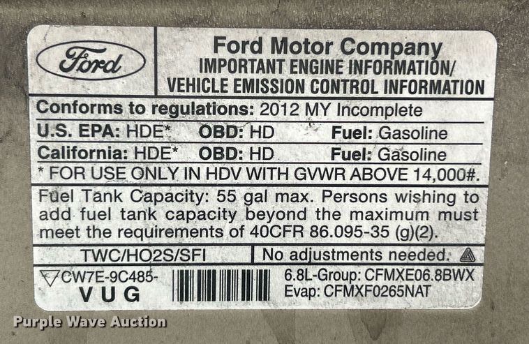 image for item EK4023 2012 Ford E450 Super Duty box truck