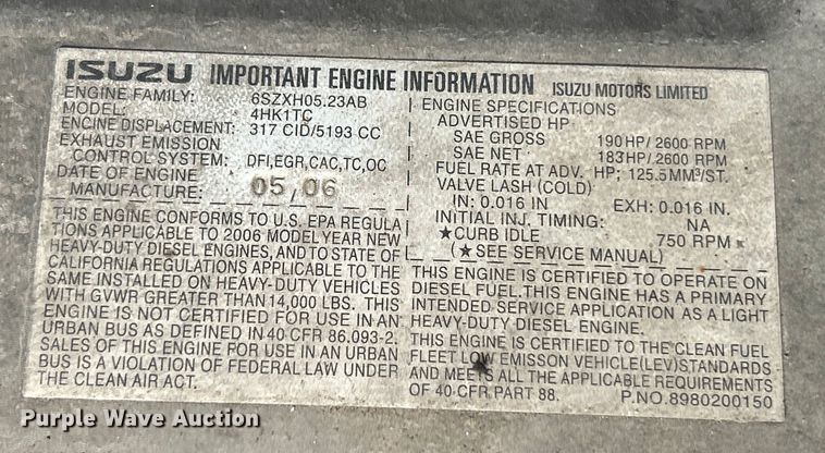 image for item EK4028 2007 Isuzu NPR HD box truck