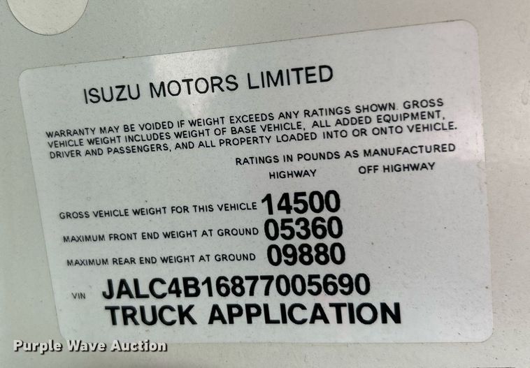 image for item EK4028 2007 Isuzu NPR HD box truck