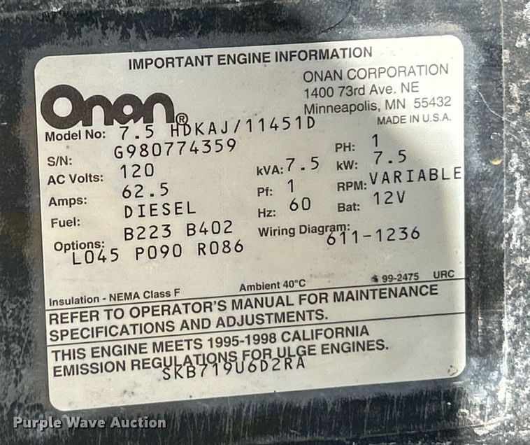 image for item EK4029 1999 Winnebago  WKL36L RV