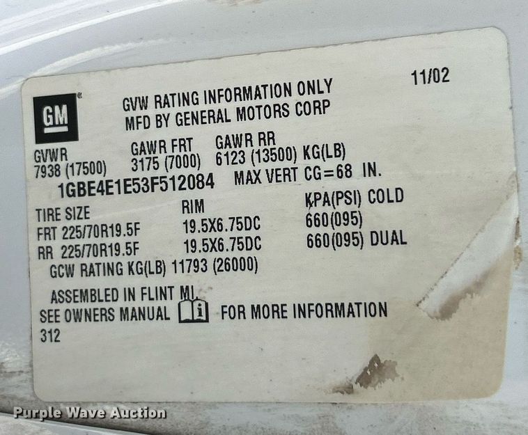 image for item EK4032 2003 Chevrolet C4500 Limited Edition dump truck