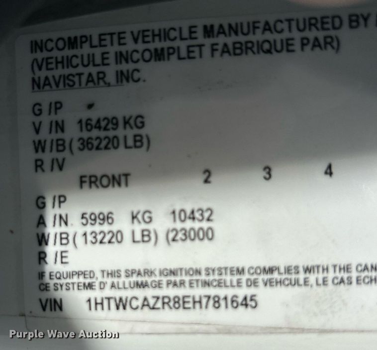 image for item EK4035 2014 International WorkStar 7400 pothole patcher truck