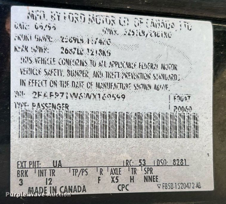 image for item EK4078 1998 Ford Crown Victoria Police Interceptor 