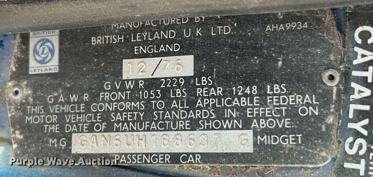 image for item EK4079 1977 MG Midget 