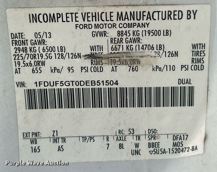 image for item EK4081 2013 Ford F550 Super Duty XL utility / service truck
