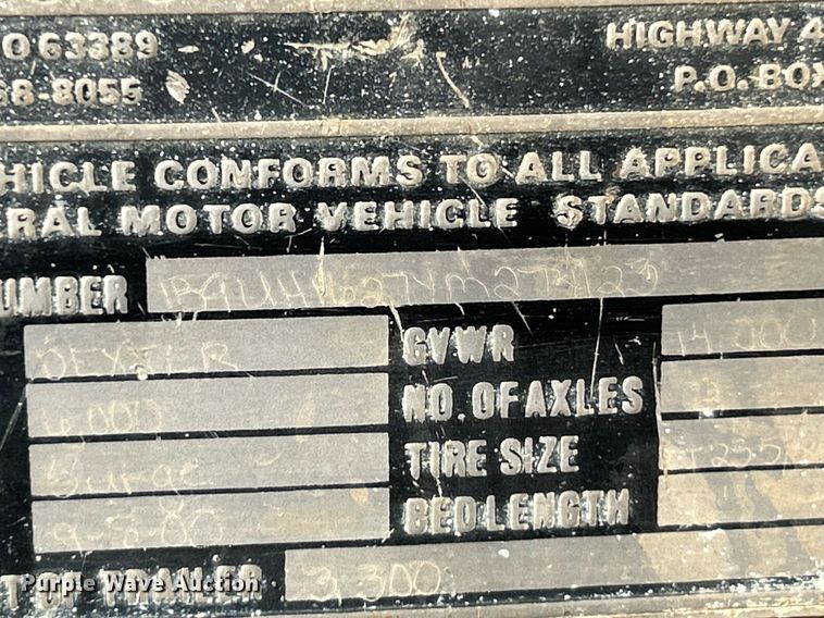 image for item EK4086 2000 Brooks Brothers equipment trailer