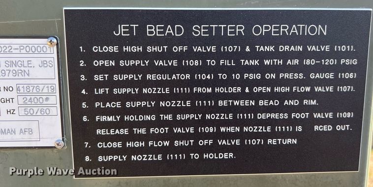 image for item KV9833 2010 Bauer 5871002 tire inflator / bead setter