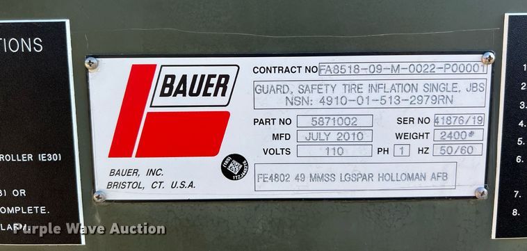 image for item KV9833 2010 Bauer 5871002 tire inflator / bead setter