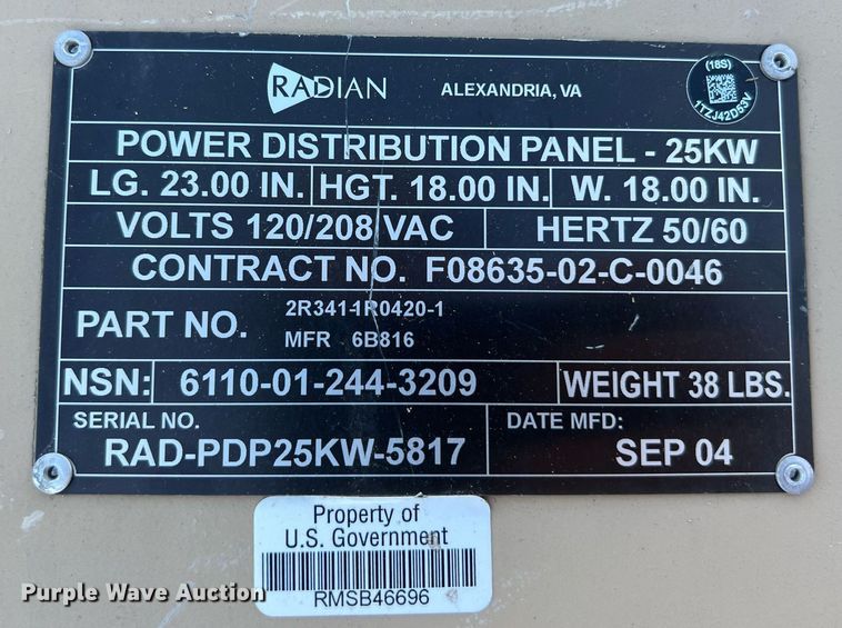 image for item KV9834 (4) power distribution panels