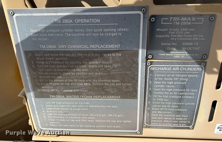 image for item KV9835 2007 Tri Max TM-280A fire suppression system 