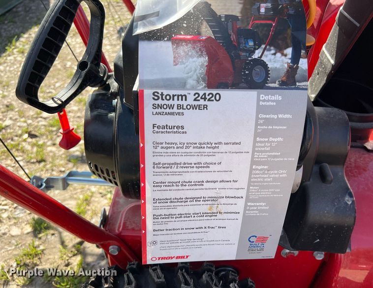 image for item KV9836 (3) Troy-Bilt Storm 2420 snow blowers