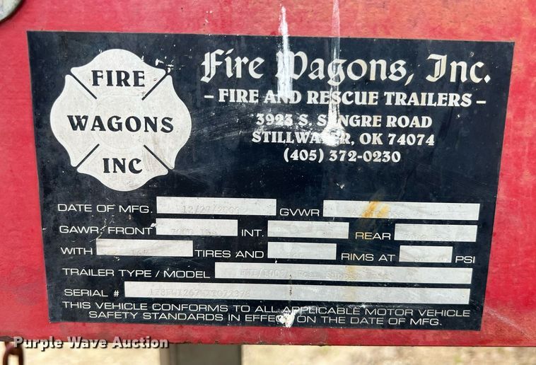 image for item KV9840 2000 Fire Wagons tank trailer