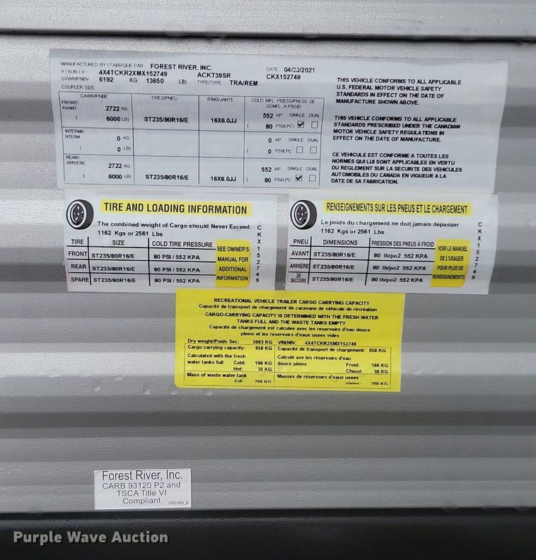 image for item LA9604 2021 Forest River  Timberwolf camper