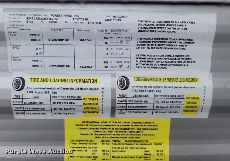 image for item LA9604 2021 Forest River  Timberwolf camper