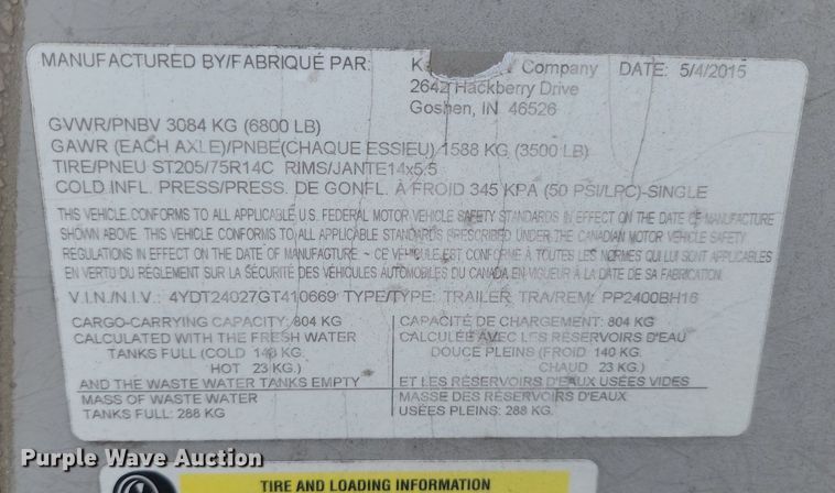 image for item LA9605 2016 Keystone  Passport 2400BH camper