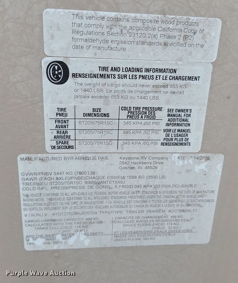 image for item LA9607 2017 Keystone Kodiak Ultra Lite camper