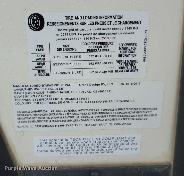 image for item LA9610 2018 Grand Design  Reflection  camper