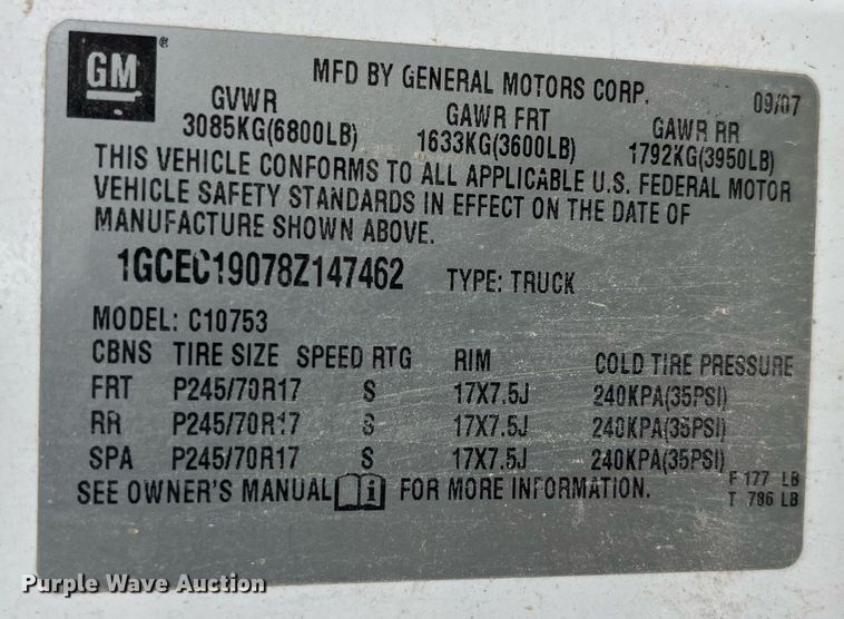 image for item LD9953 2008 Chevrolet Silverado 1500 Ext. Cab pickup truck