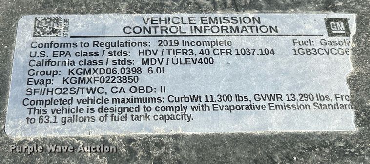 image for item MO9160 2019 Chevrolet Silverado 3500HD box truck