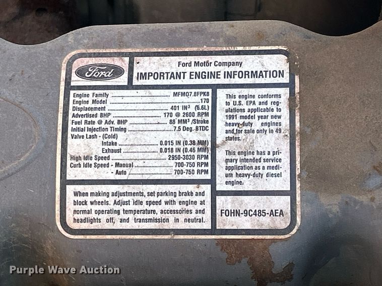 image for item MO9162 1992 Ford F700 dump flatbed truck