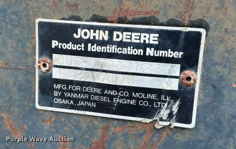 image for item NF9314 1987 John Deere 15 mini excavator