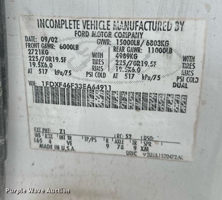 image for item NF9316 2003 Ford F450 Super Duty utility / service truck