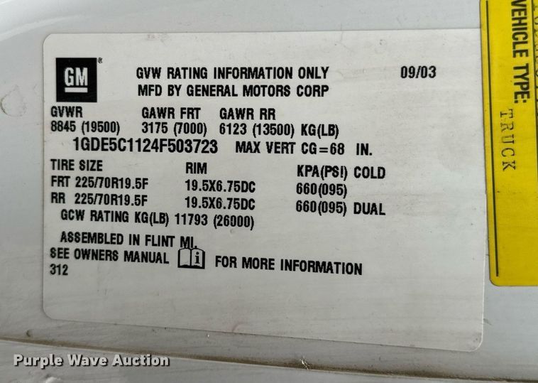 image for item NI9768 2004 GMC C5500 flatbed truck