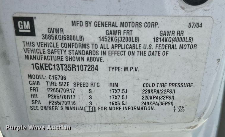 image for item NL9369 2005 GMC  Yukon SUV