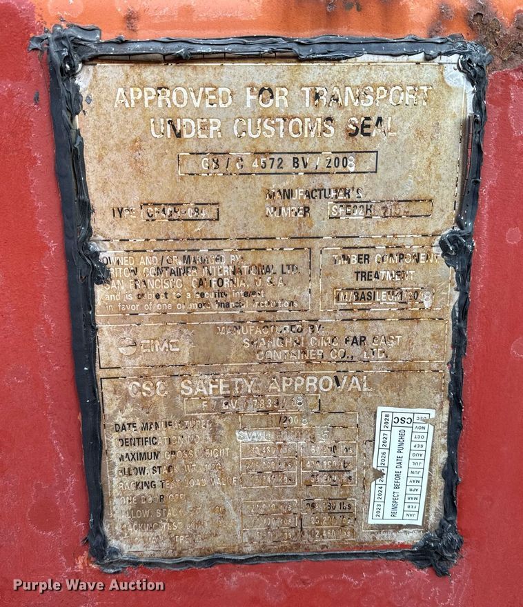 image for item NM9298 2008 CIMC shipping container 