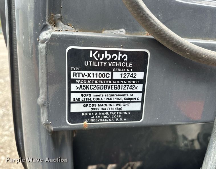 image for item NQ9405 2014 Kubota  RTV-X1100C utility vehicle