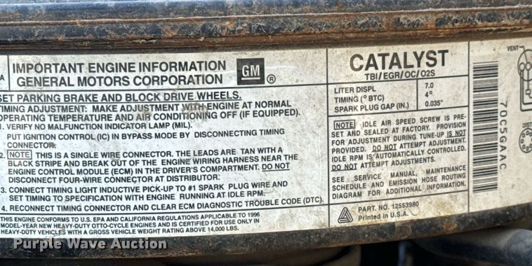 image for item NU9416 1996 GMC TopKick box truck