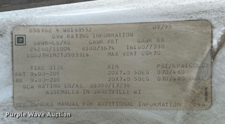 image for item NU9416 1996 GMC TopKick box truck