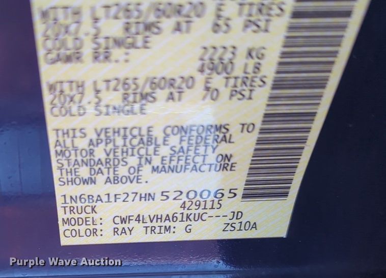 image for item OD9181 2017 Nissan Titan XD Crew Cab pickup truck